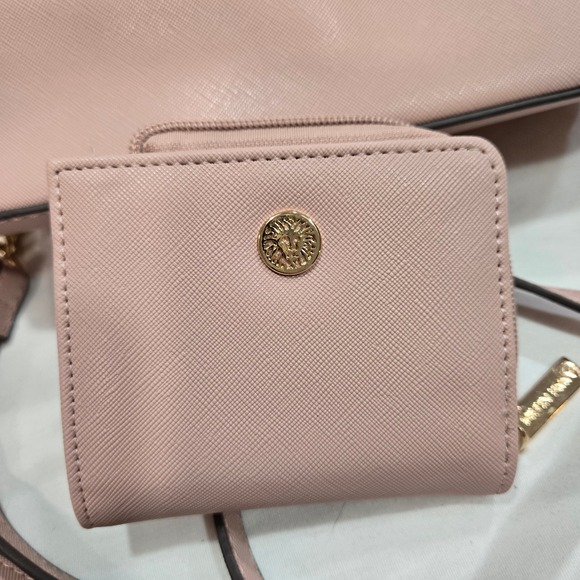 Anne Klein Crossbody Bag & Wallet Set Blush Pink Gold Chain Purse - Picture 2 of 11